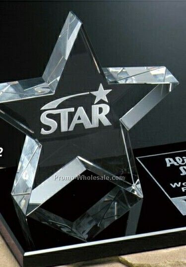 Crystal Tapered Star Award On Rectangle Base 4"