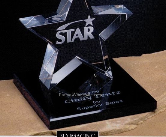 Crystal Tapered Star Award On Square Base 5"