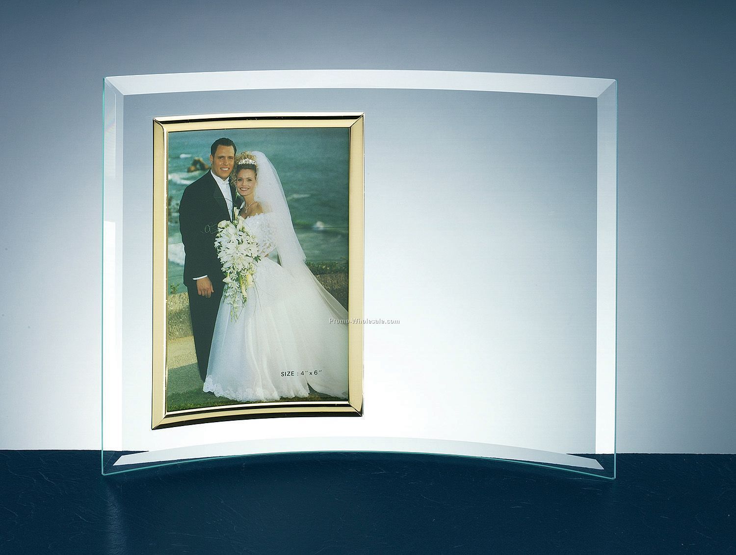 Curved Jade Glass Frame (4"x6" Photo)