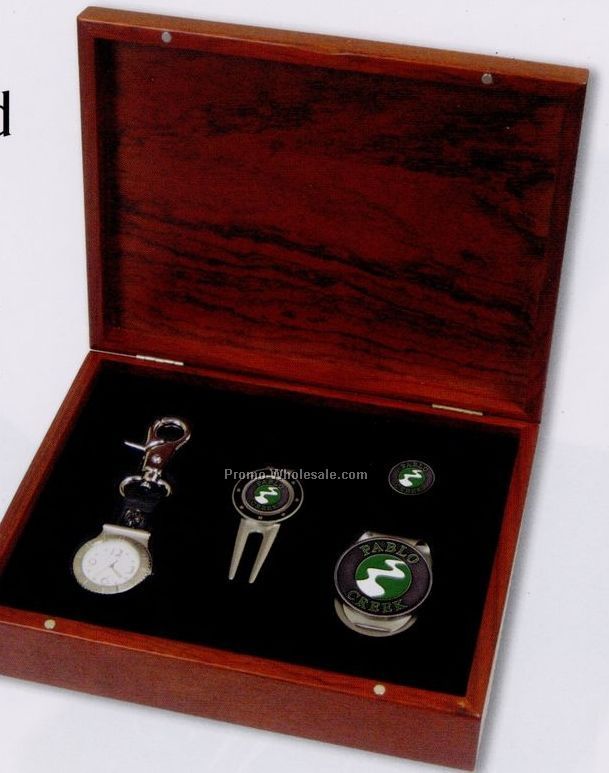 Custom Rosewood Gift Set (Watch/ Divot/ Money Clip/ Ball Marker)