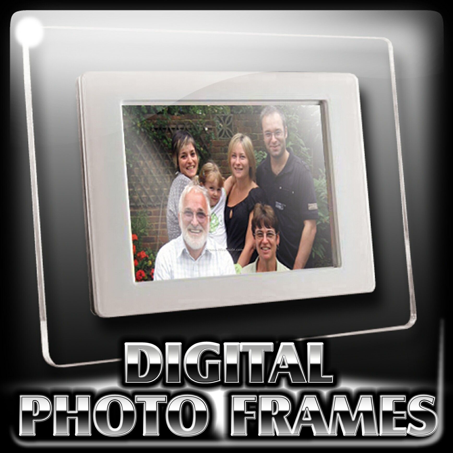 Digital Photo Frame; Silver And Clear Acrylic Frame; 5.6" Display