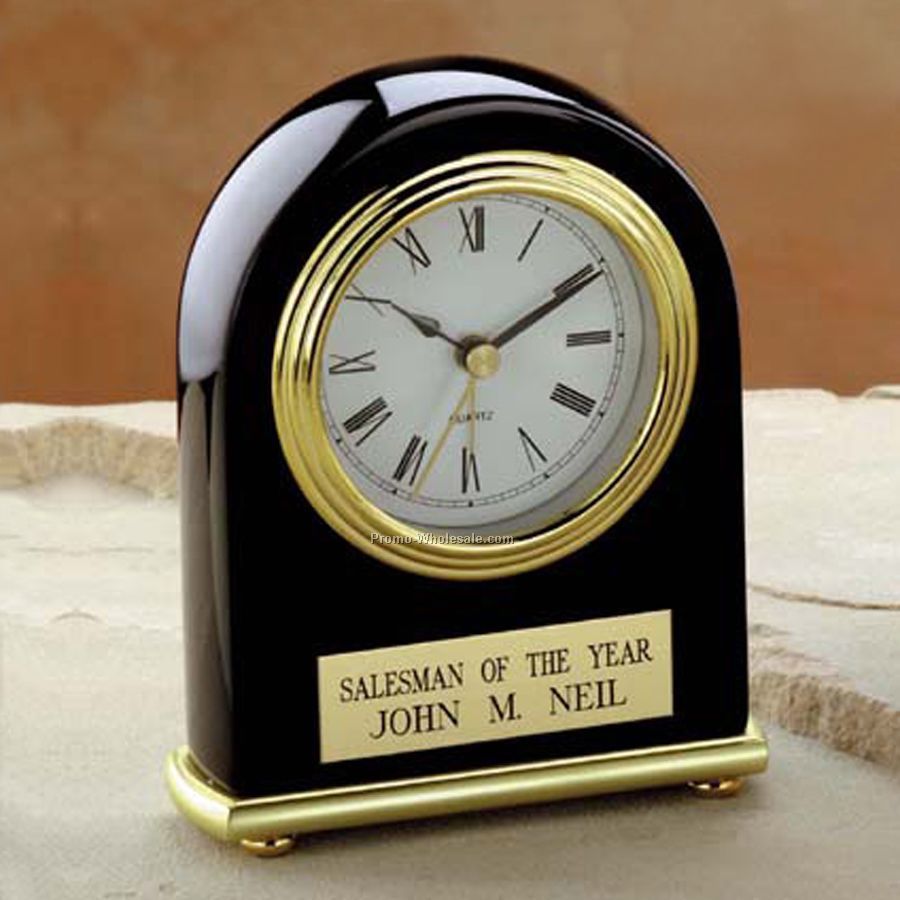 Elegant Black Piano Finished Clock - 5"x 4"x 1-1/2"