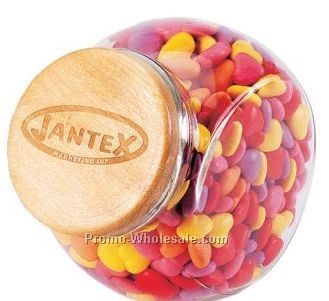 Empty Large Desktop Glass Jar W/ Wood Lid & Tootsie Rolls