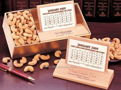 Extra Fancy Jumbo Cashews W/ Hardwood Desk Calendar