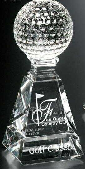 Golf Pyramid Crystal Award 6"