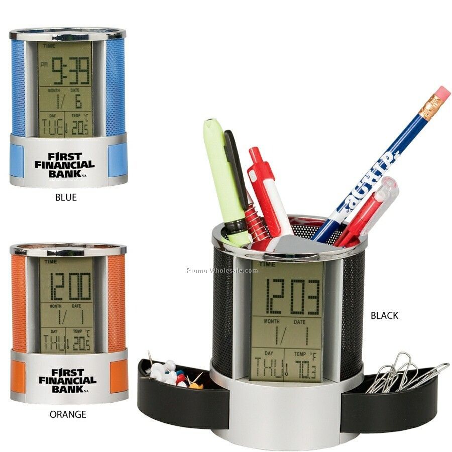 Multifunction Clock And Pen Caddy