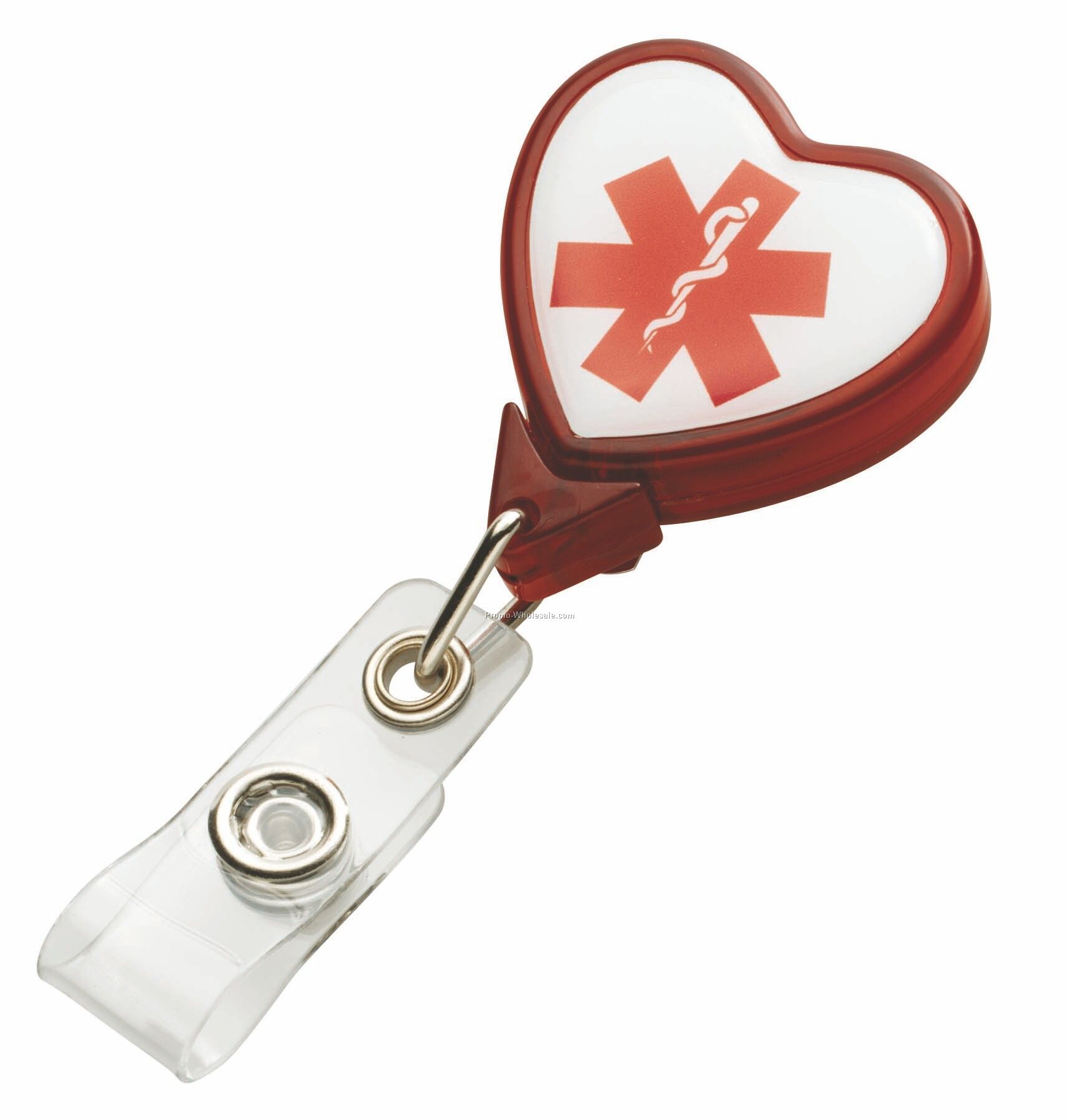 N-dome Heart Badge Holder With Bulldog Clip