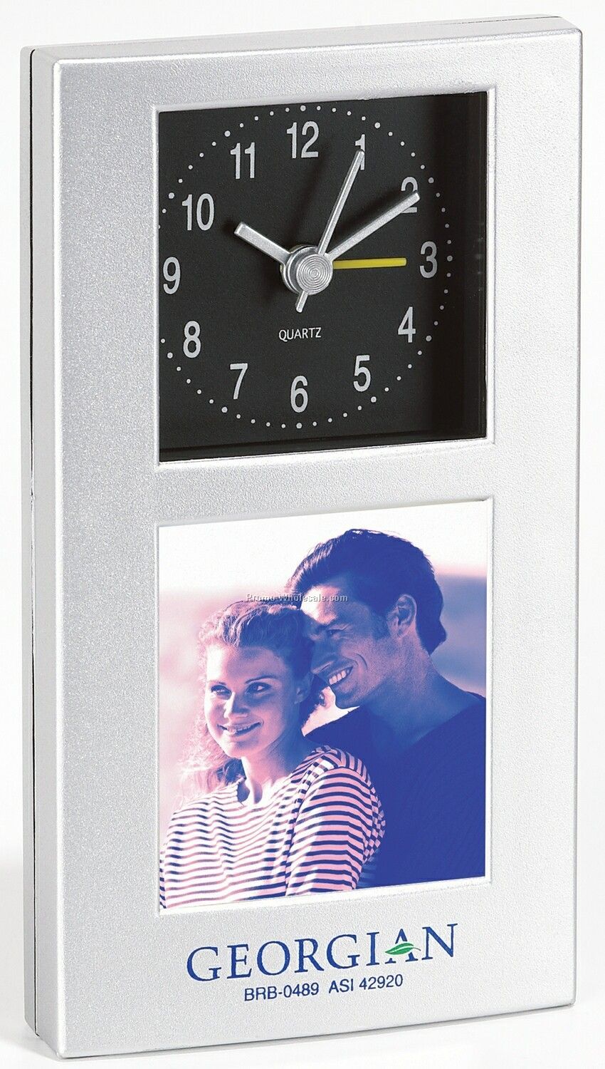 Photo Frame & Quartz Alarm Clock - 6-1/4"x3-1/2"