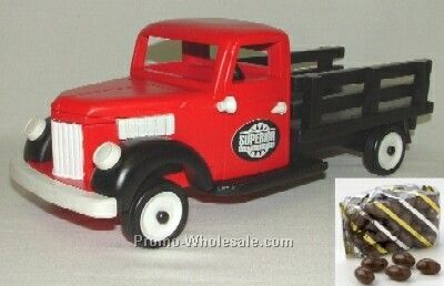 Red Stake Truck Nut Dispenser - Chocolate Almonds 14 Oz.