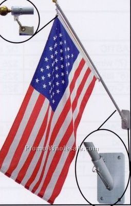 Residential Us Flag Kit - 2 Piece Aluminum Pole Kit With Flag