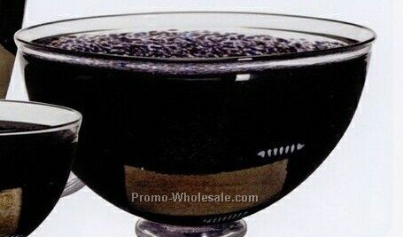 Satellite Silver Leaf Handmade Medium Bowl - Black