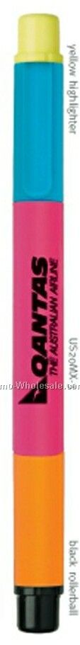 Scoop Colormix Rollerball Pen & Highlighter W/ Fuscia Pink Barrel - Sale