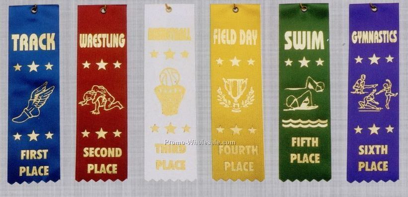 Stock Sports Ribbon (Pinked) - Softball - 6th Place