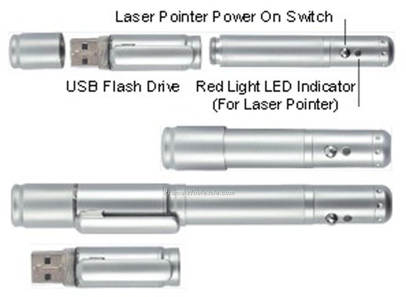 USB Flashdrive With Red Laser Pointer / 128mb Memory