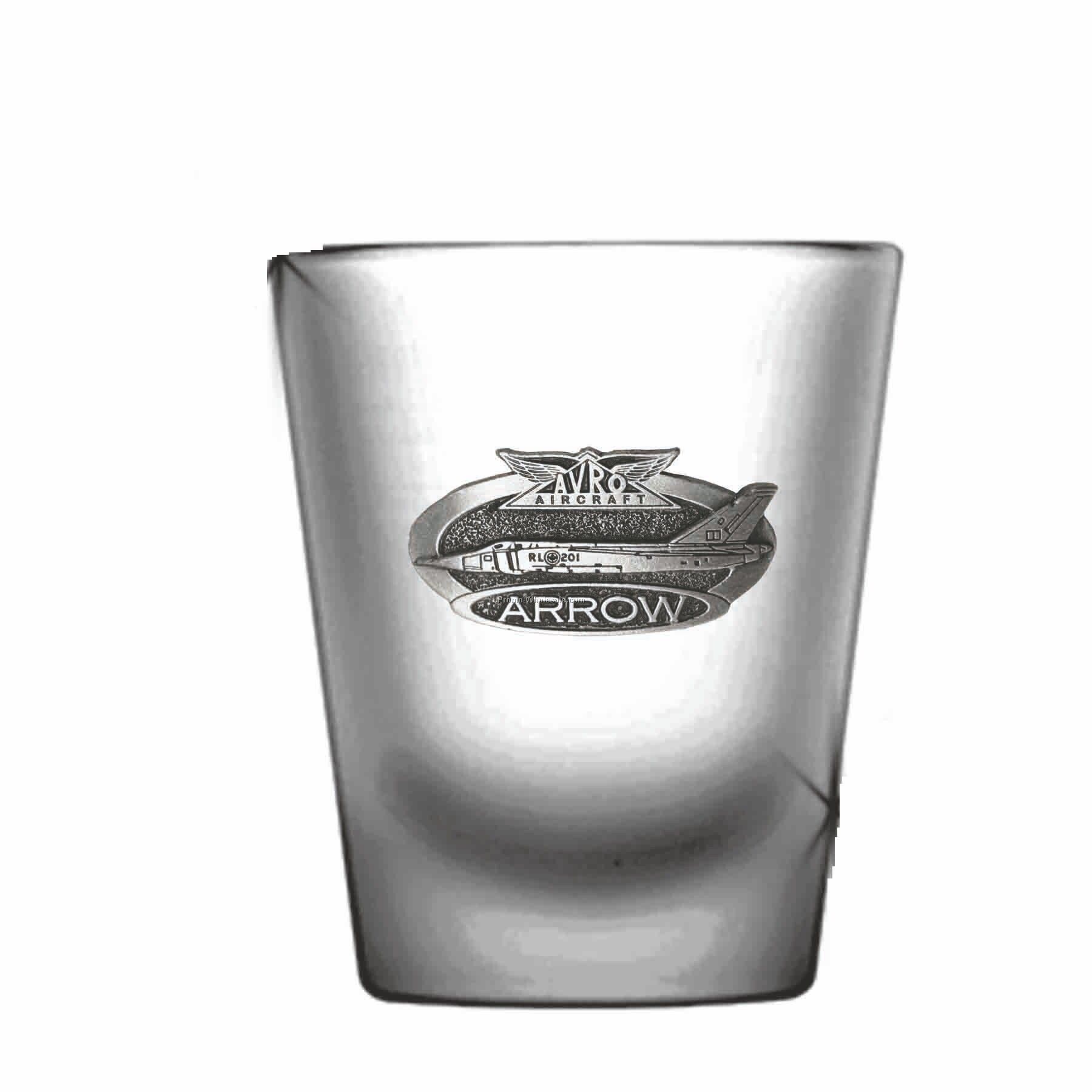 1-3/4 Oz. Frosted Optical Crystal Shooter Glass (Pewter Emblem)