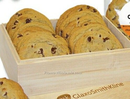 1 Dozen Chocolate Chip Cookies In Wood Box