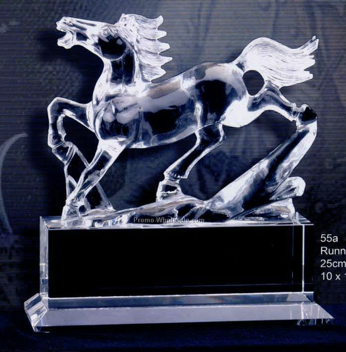 10"x10" Art Series Running Horse Crystal Sculpture