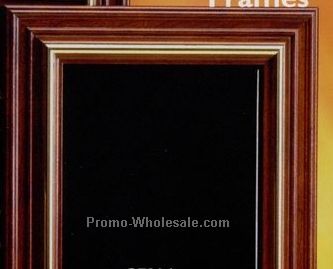 11-1/2"x13-1/2" Black Glass Plaque W/ Cherry Wood Frame