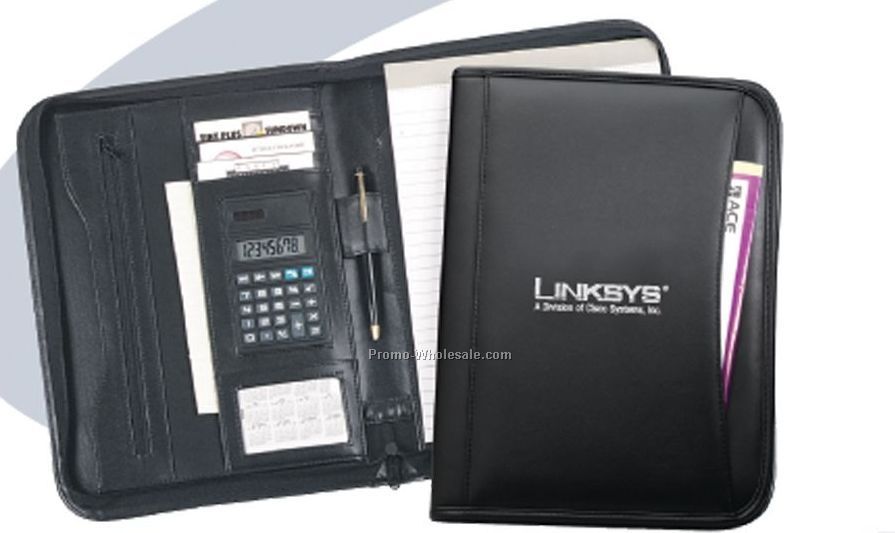 13-1/2"x10"x1-1/2" Zippered Portfolio W/ Calculator