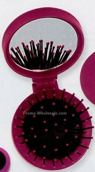 2 In 1 Mirror / Hair Brush Kit (Silver)