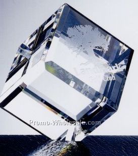 2"x2-1/4"x1-1/2" X-small Optical Crystal Beveled Diamond Cube