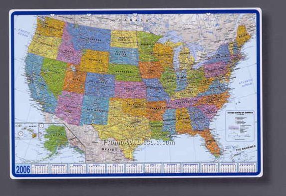 25-1/2"x17" World Map Calendar Desk Pad With Americas Centered