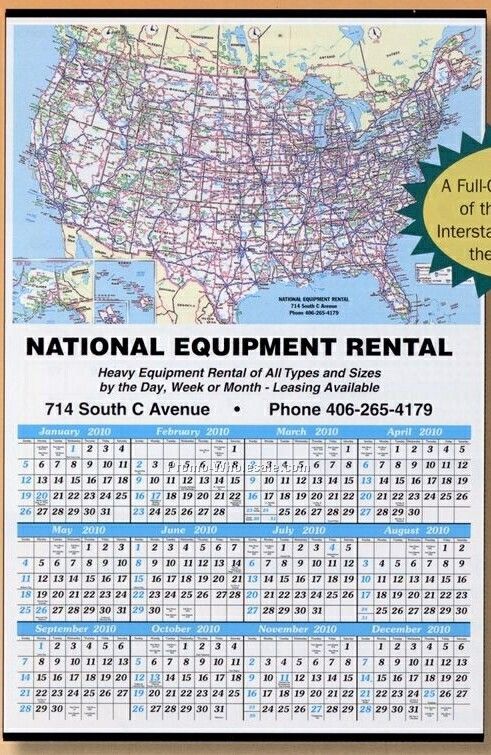 25"x38" U.s. Map Year-in-view Calendar - After 04/30/09