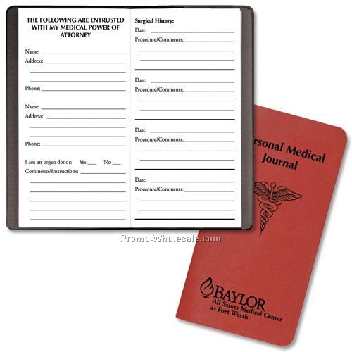 3 1/2" X 6 1/2" Personal Medical Journal-leatherette Cover