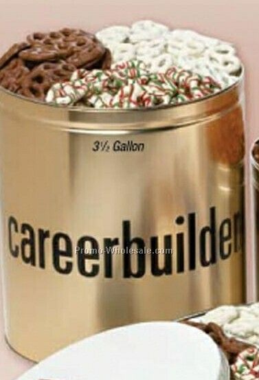 3-1/2 Gallon Custom Gift Tin - 3 Way Pretzel Sampler