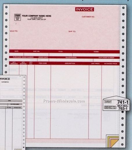 3 Part Continuous Feed Parchment Invoice (Accpac Visionpoint Compatible)