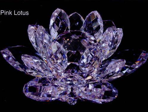 4" Optic Crystal Pink Lotus Figurine