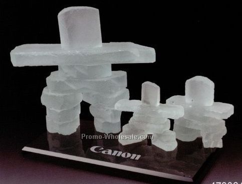 5", 2-1/2", And 2" Family Inukshuk Figurines On Black Base