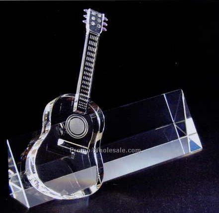 5"x7"x1-1/8" Optic Crystal Guitar Figurine