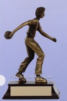 6" Sport Sculpture W/ Antique Gold Finish (Male Bowler)