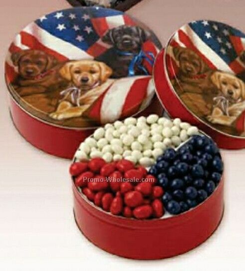 6-3/16" Designer Gift Tin W/ Patriotic Sweets