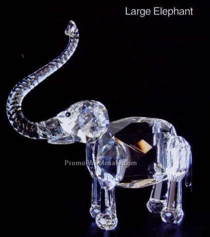 7" Optic Crystal Large Elephant Figurine W/ Long Nose