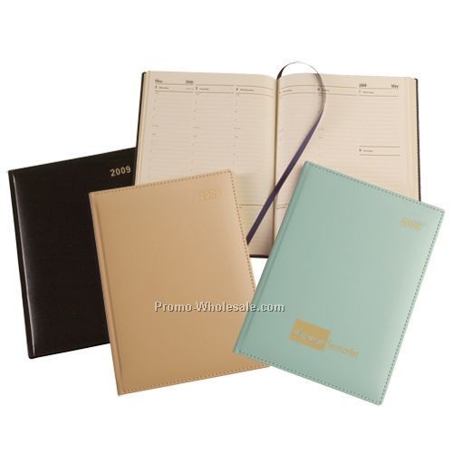 7"x9-1/2" Black Bonded Leather Medium Desk Planner