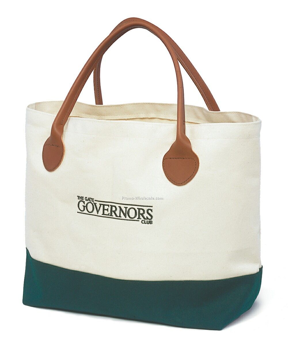 727 (D) N Large Two-tone Tote With Spade End Leather Handles