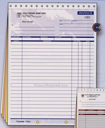8-1/2"x11" 5 Part Color Collection Large Invoice W/ Packing List