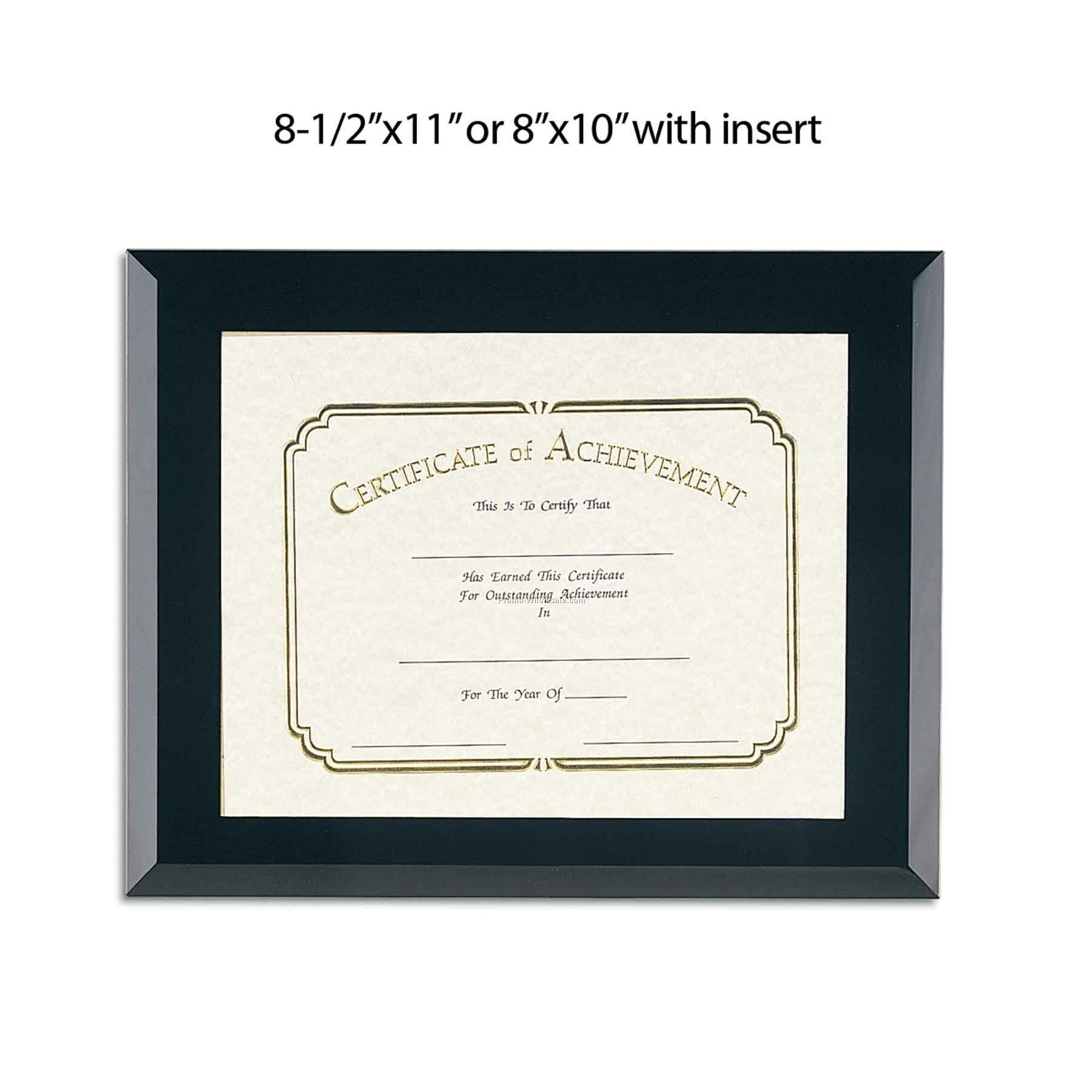 8-1/2"x11" Black Glass Certificate Frame