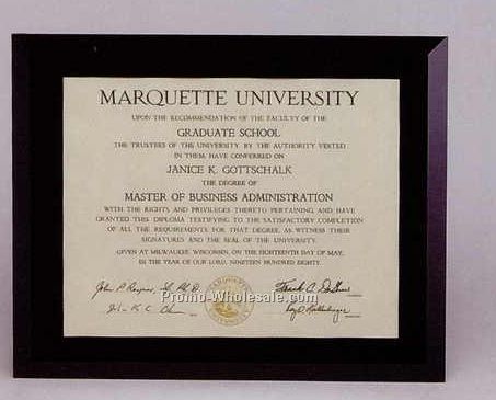 8"x10" Black Glass Certificate/ Photo Frame Plaque (For 5"x7" Photo)