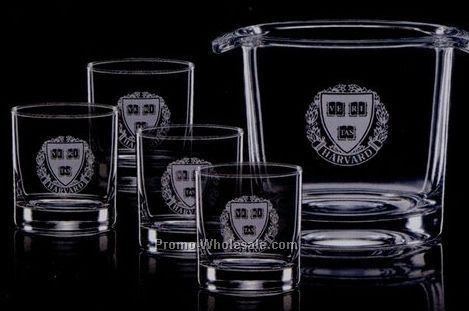 Aristocrat Ice Bucket & 4 On-the-rocks Glasses