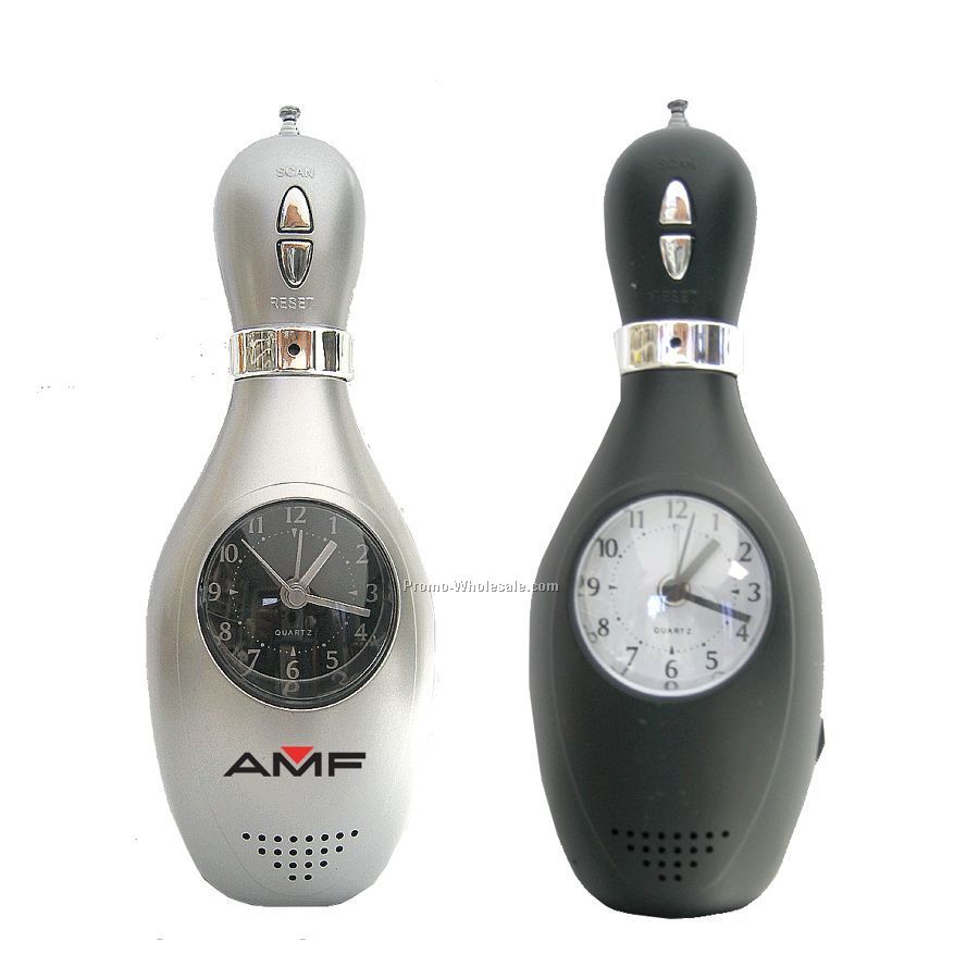 Bowling Pin Shaped Clock With Radio