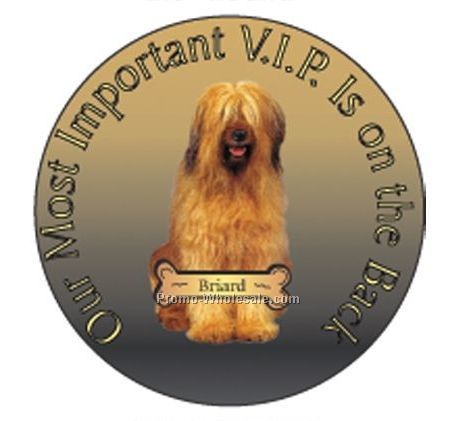 Briard Dog Round Hand Mirror W/ Full Mirror Back (2-1/2")