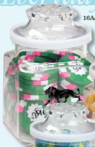 Chocolate Casino Chips 16 Oz. Classic Plastic Apothecary Jar