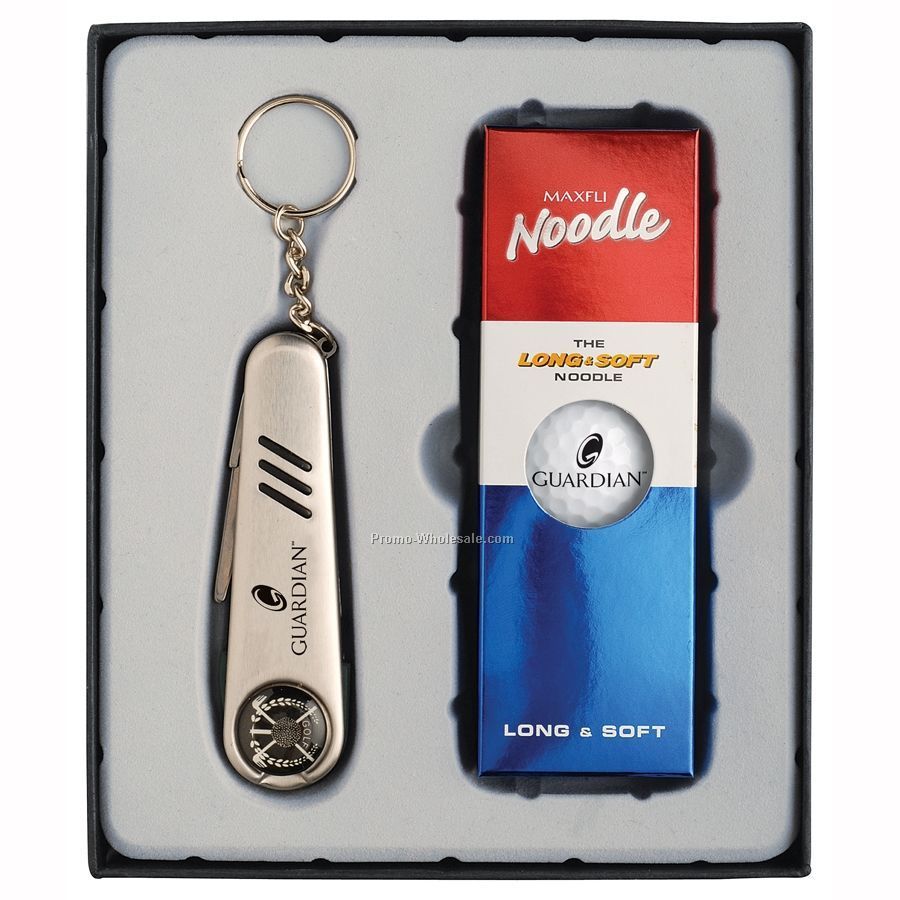 Clubhouse Gift Sets W/ Pro Golf Tool & Maxfli Noodle Long & Short Golf Ball