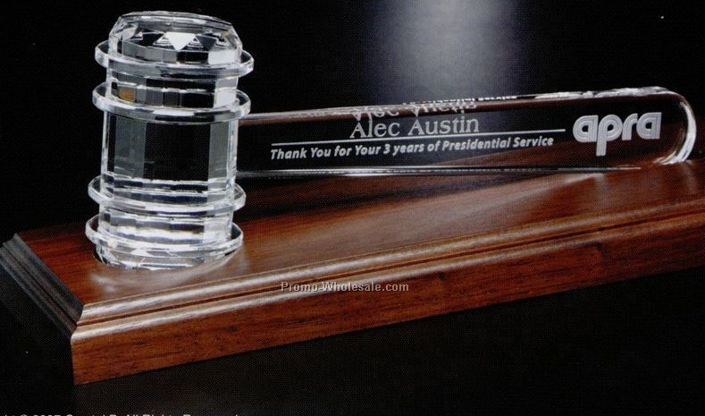 Crystal Gavel On Wood Base