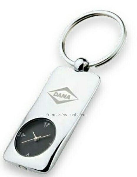 Essentials Corsa Shiny Chrome Clock & Keyring 3-1/2"x1"