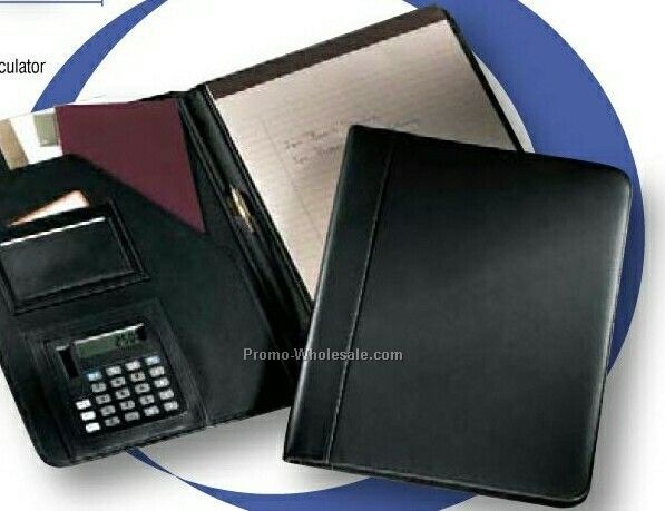 Genuine Leather Writing Pad W/ Calculator