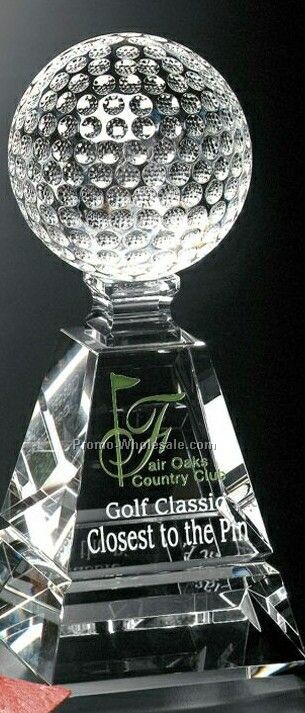 Golf Pyramid Crystal Award 8"